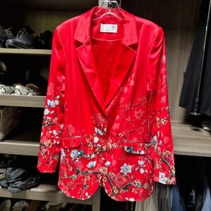 Floral Red Women's Blazer